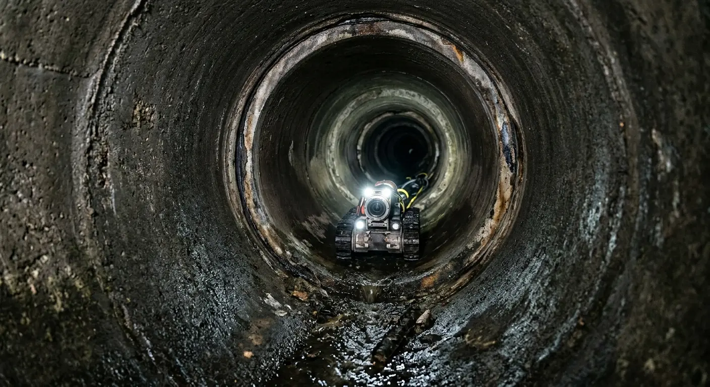 Robotic sewer camera inspecting pipe interior for Sewer Line Repair in Plaistow